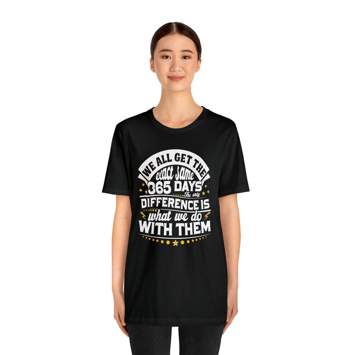 365 Days T-Shirt | Black Iconic Gothic shirts | 365 positive affirmation | Unisex Vintage Graphic men's tops